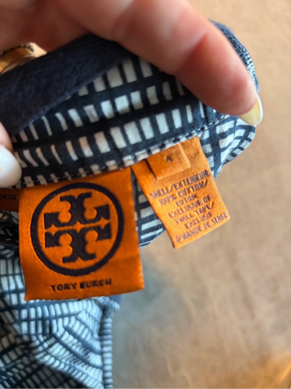 Tory Burch Navy White Geometric Tunic Blouse Resort Boho Top Small - Picture 3 of 3